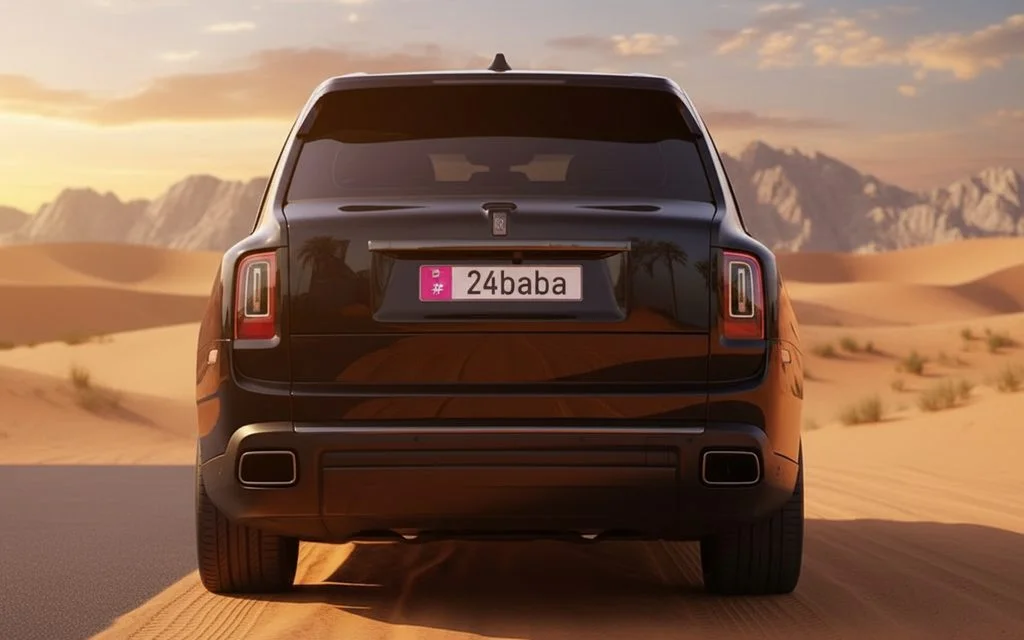 RollsRoyce Cullinan 2024 Black rear view showing taillights – rental in Dubai