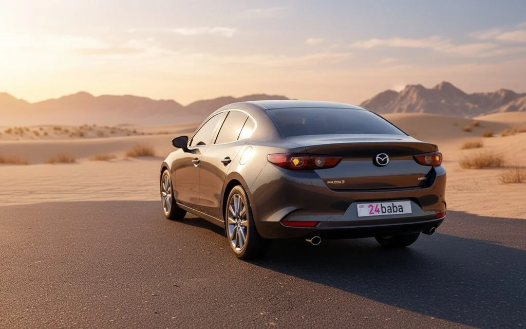 Mazda 3 2025 Dark Gray rear view showing taillights