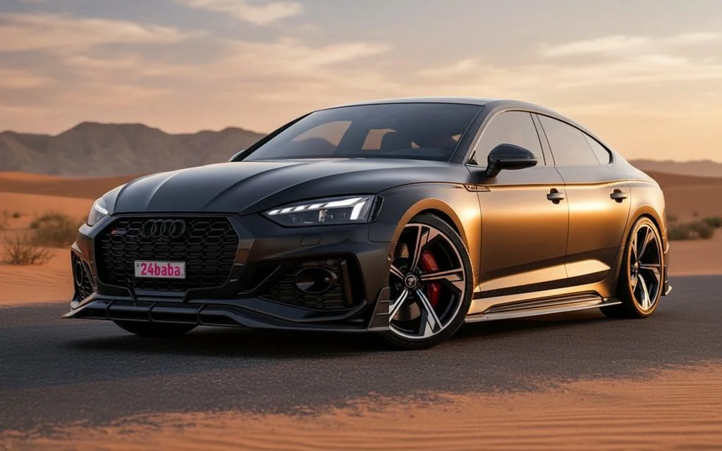Audi Rs5 2023 Black front view with headlights