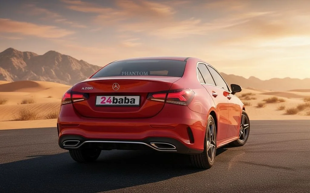 Mercedes A200 2025 Red rear view showing taillights