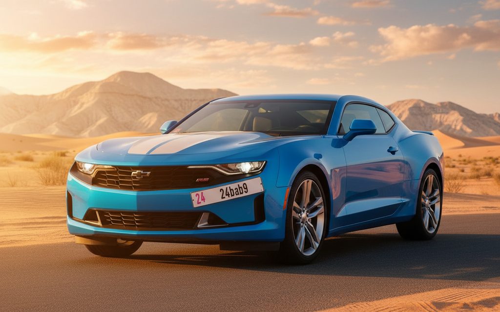 Chevrolet Camaro 2022 Blue front view with headlights
