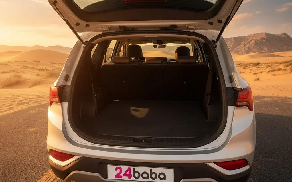 Hyundai SantaFe 2022 White rear view showing taillights – rental in Dubai