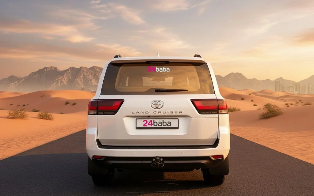 Toyota Land Cruiser 2024 White rear view showing taillights