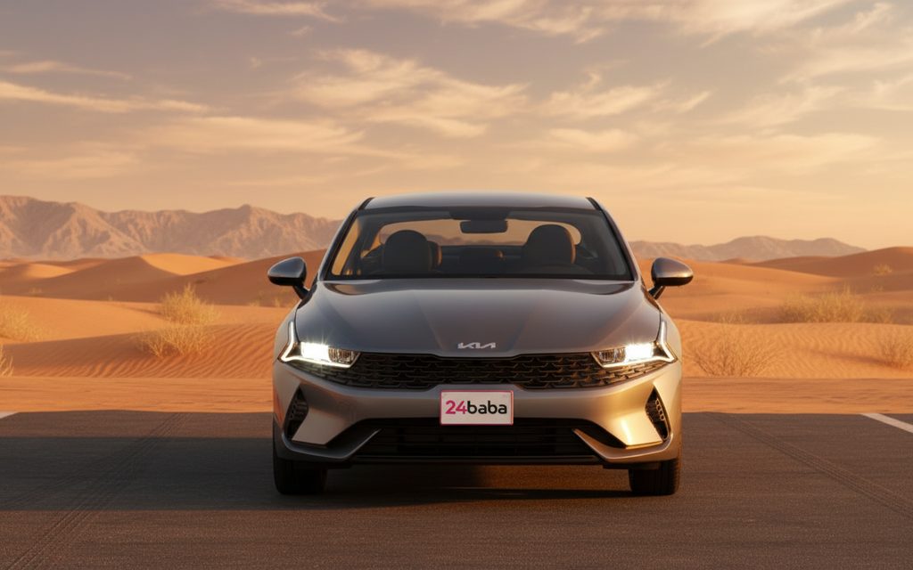 Kia K5 2023 Grey front view with headlights