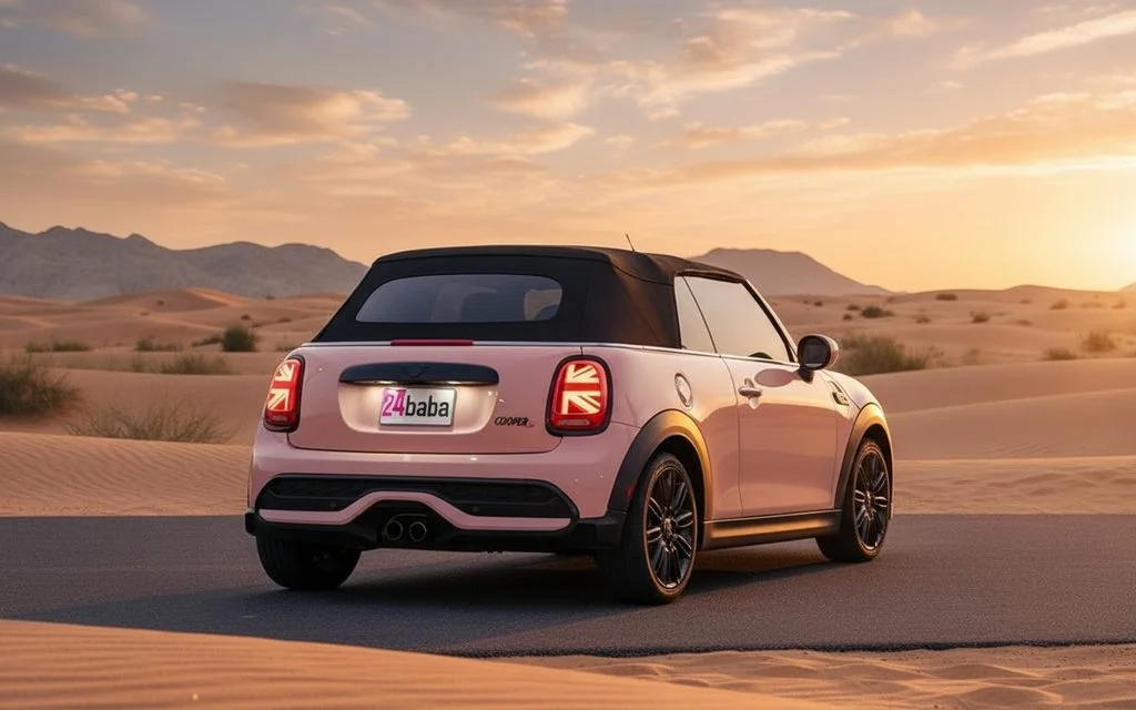 Mini Cooper 2023 within rear view showing taillights