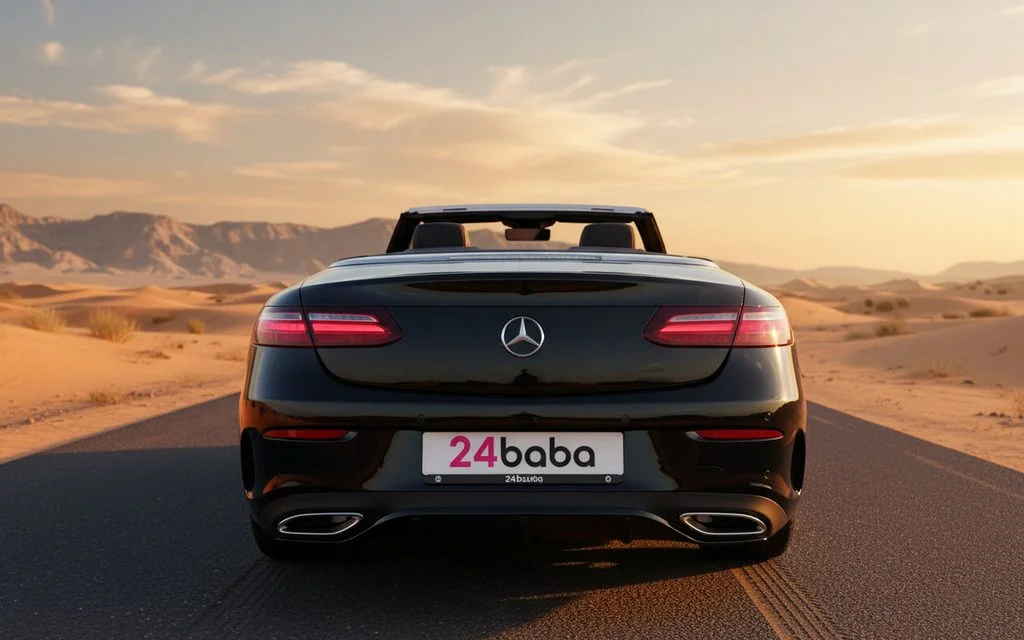 Mercedes E200 2023 Black rear view showing taillights