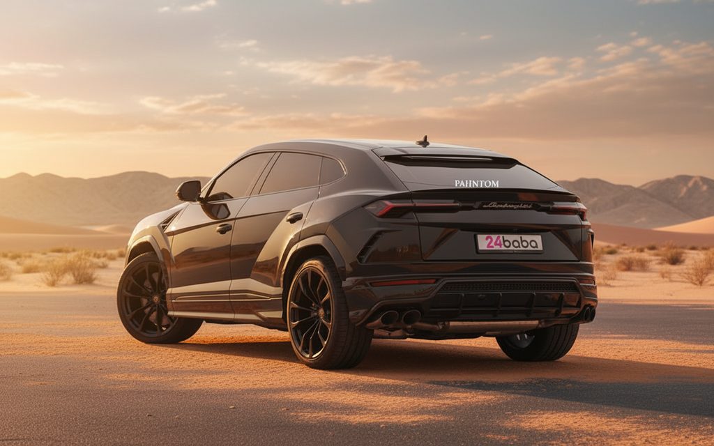 Lamborghini Urus 2022 Black rear view showing taillights