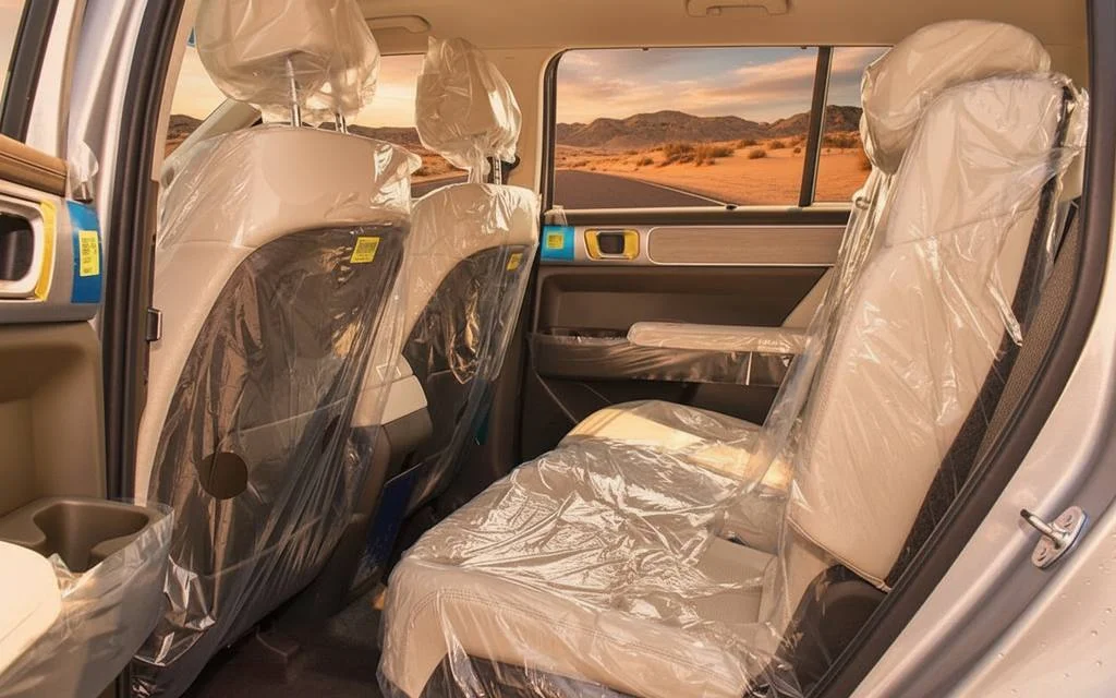 Hyundai SantaFe 2024 leather seats and cabin – rental in Dubai