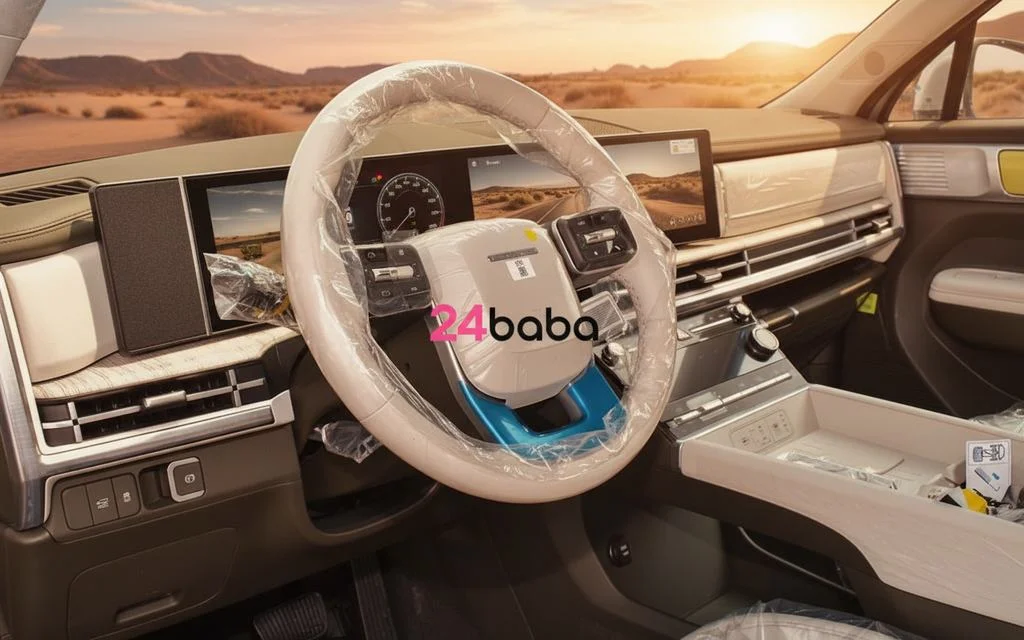 Hyundai SantaFe 2024 interior view showing trim – rental in Dubai