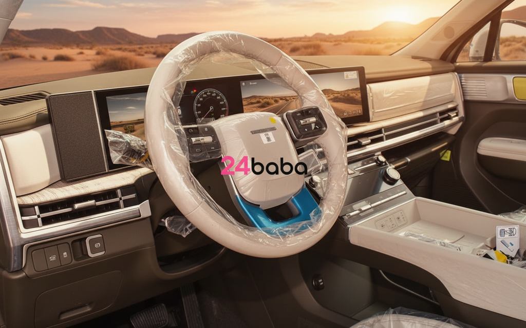 Hyundai SantaFe 2024 interior view showing trim – rental in Dubai