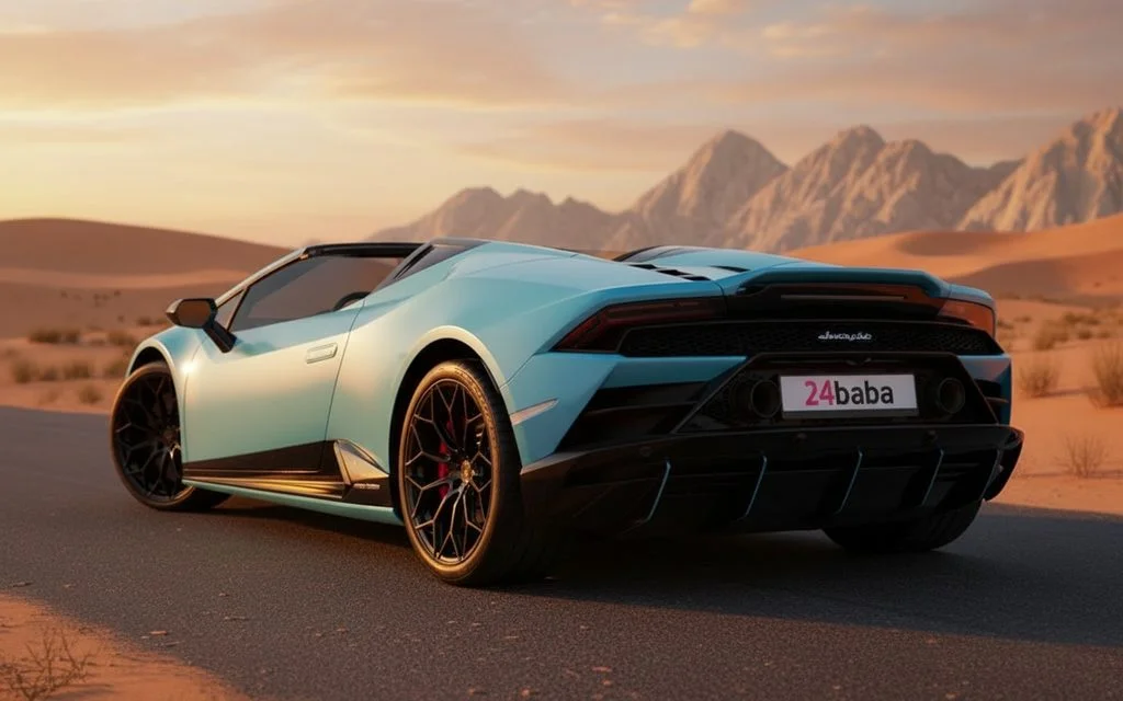 Lamborghini Huracan 2025 Blue rear view showing taillights