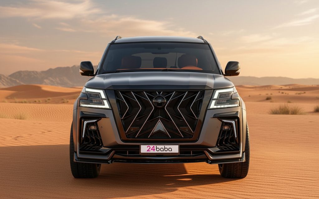 Nissan Patrol 2025 Grey front view with headlights
