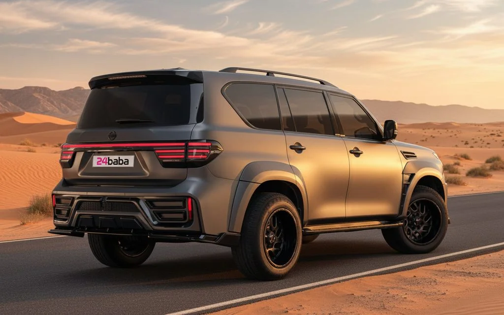 Nissan Patrol 2025 Grey rear view showing taillights