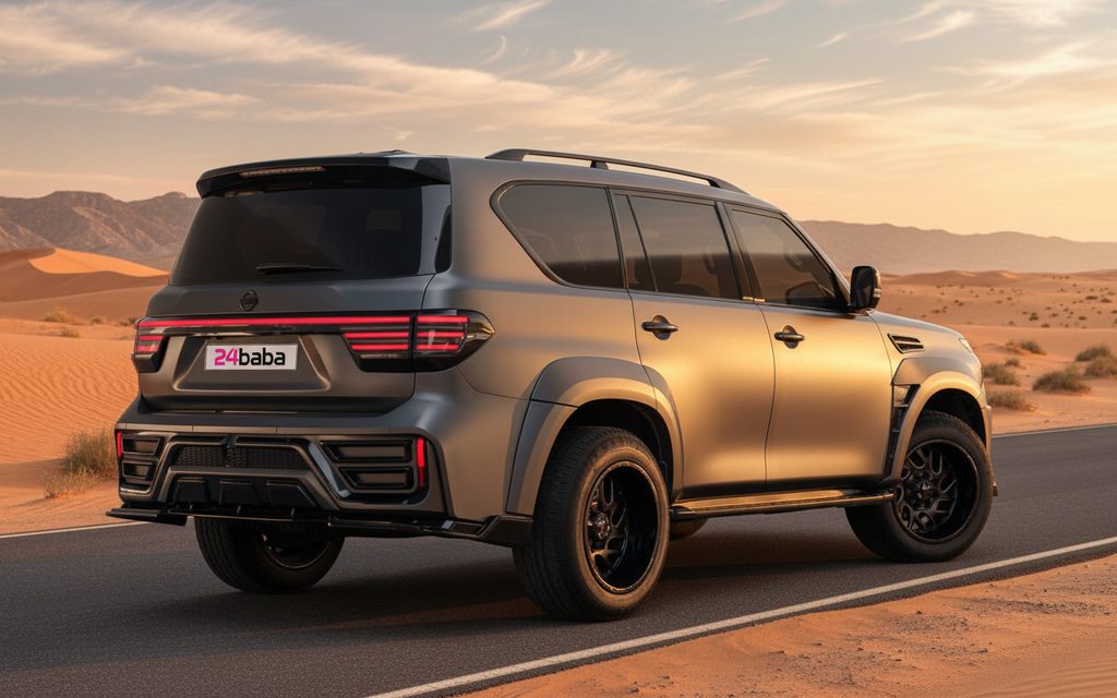 Nissan Patrol 2025 Grey rear view showing taillights