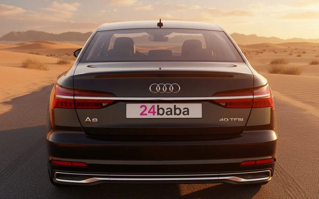 Audi A6 2025 Black rear view showing taillights