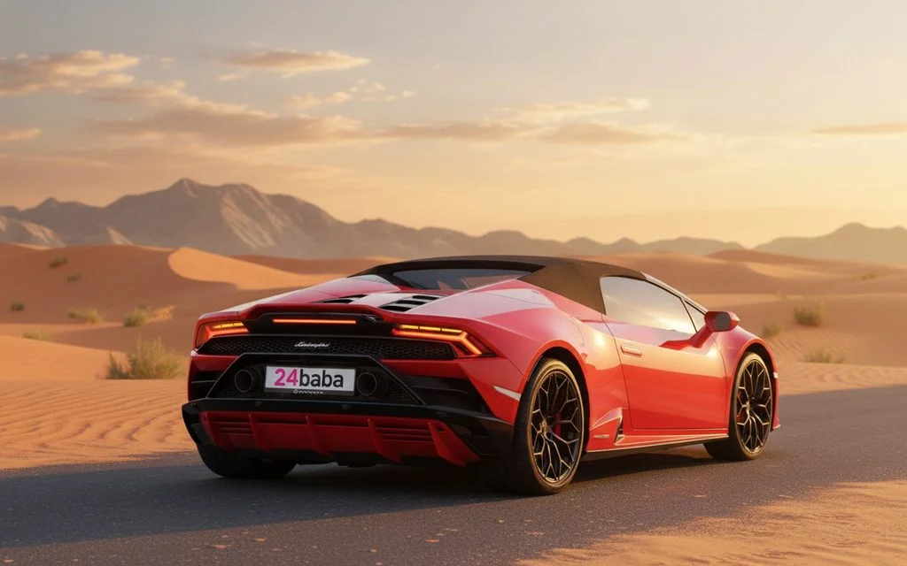 Lamborghini Huracan 2023 Red rear view showing taillights
