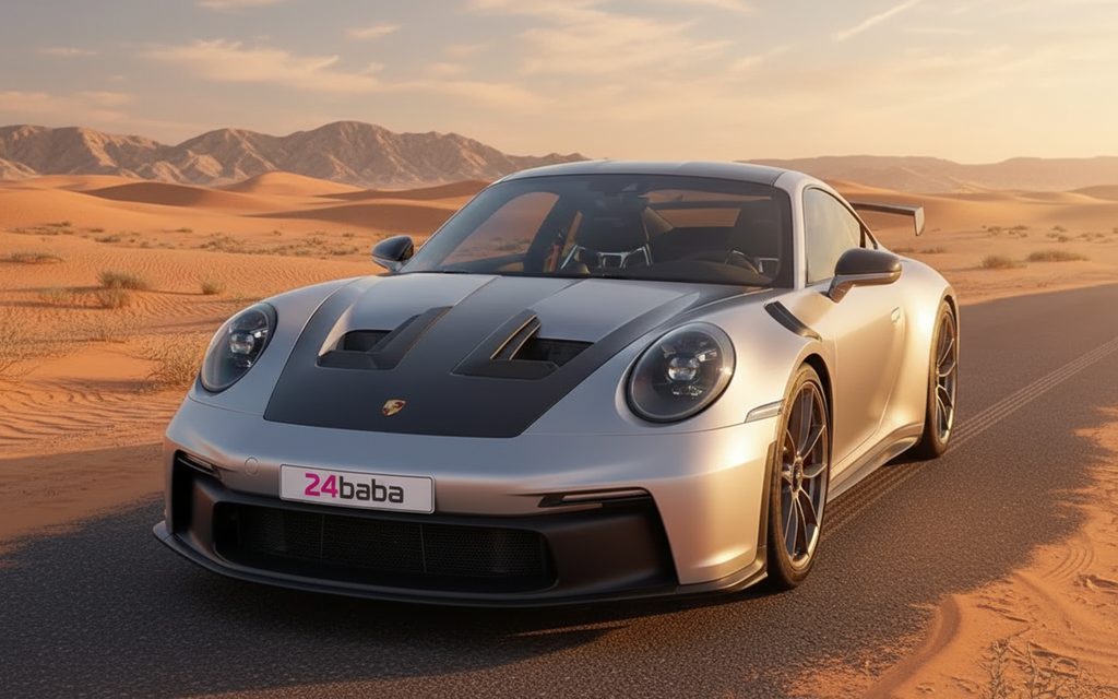 Porsche 911 2024 Grey front view with headlights