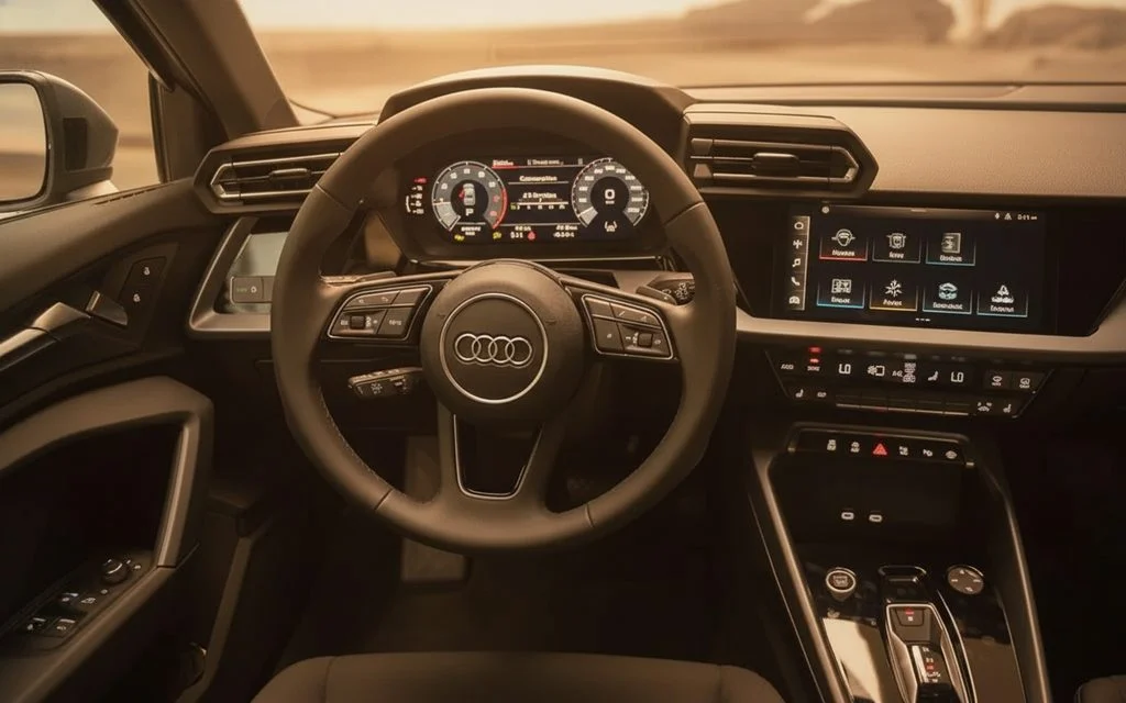 Audi A3 2025 dashboard and infotainment – rental in Dubai