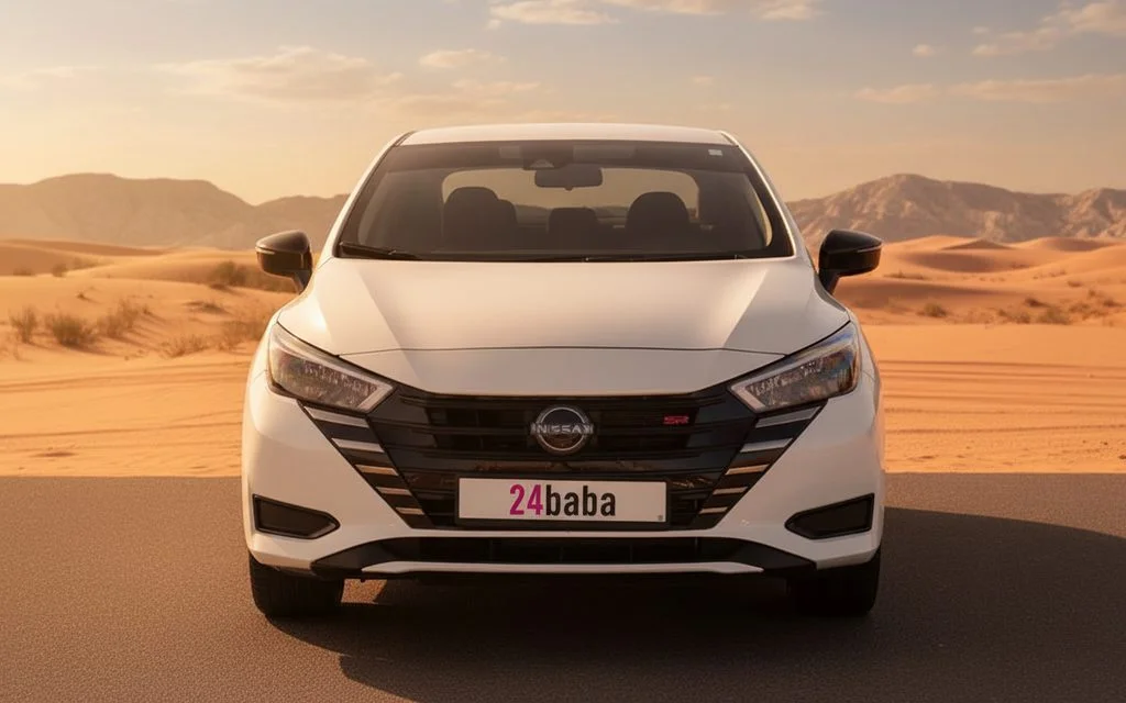 Nissan Versa 2024 White front view with headlights