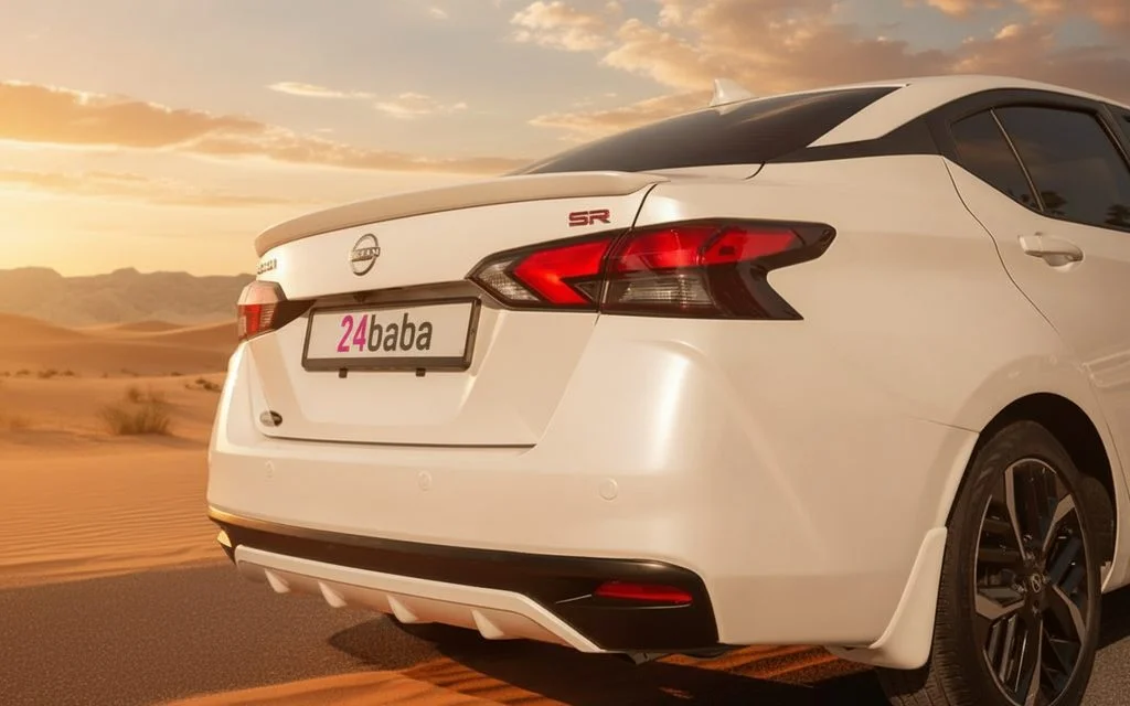 Nissan Versa 2024 White rear view showing taillights