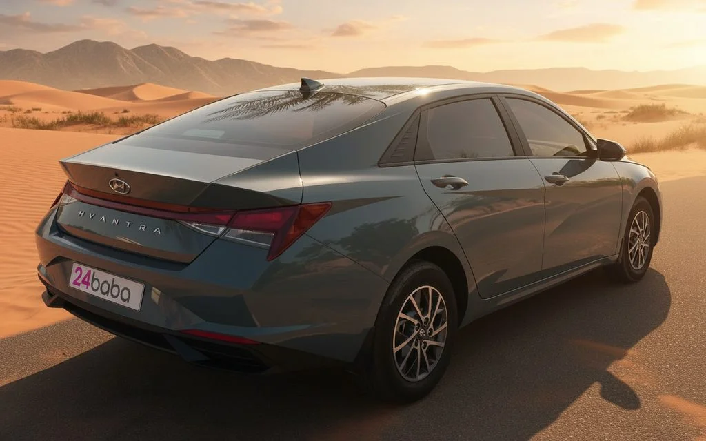 Hyundai Elantra 2022 Grey rear view showing taillights