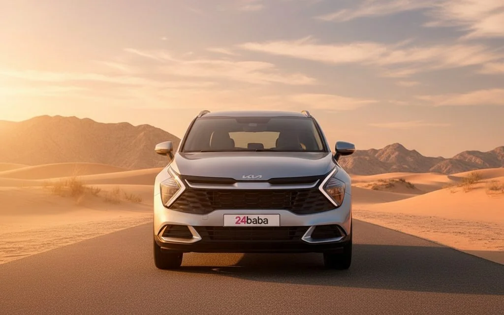 Kia Sportage 2024 Silver front view with headlights