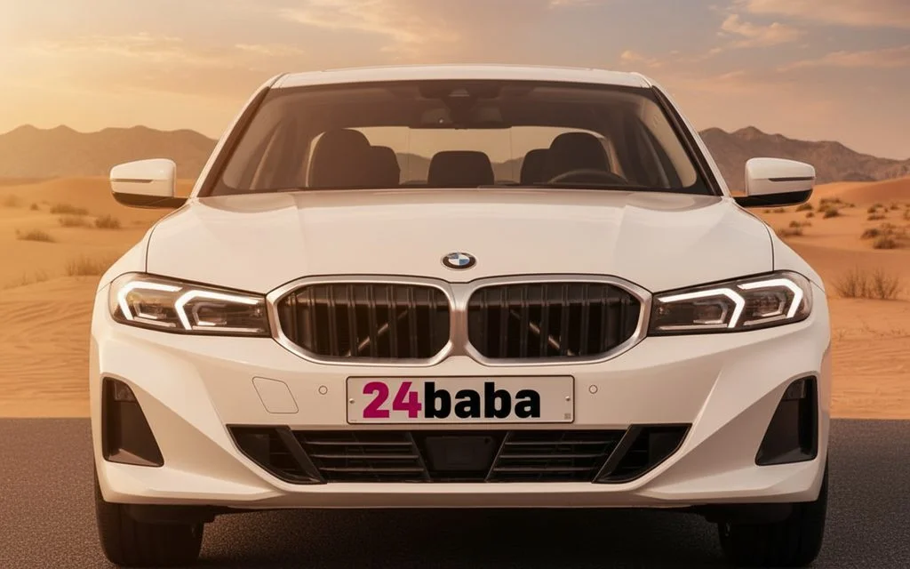 Bmw 320 2022 White front view with headlights