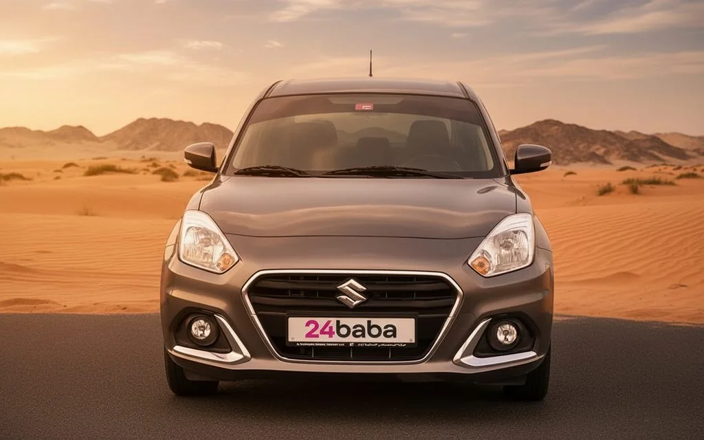 Suzuki Dzire 2024 Grey front view with headlights