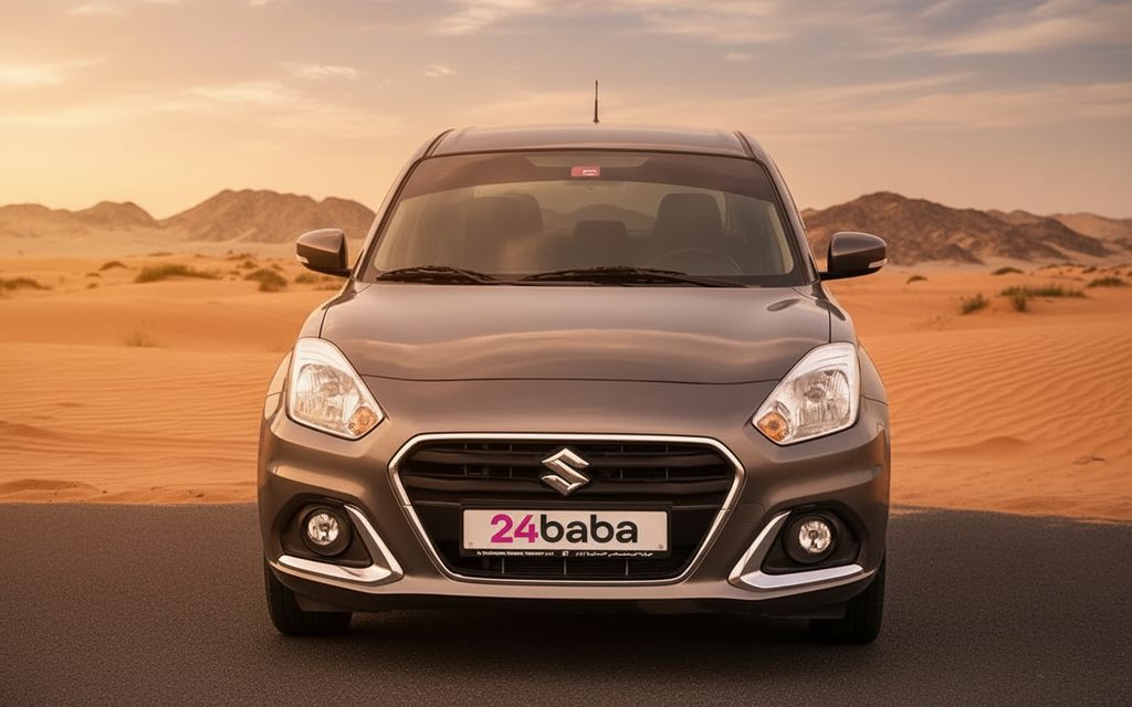 Suzuki Dzire 2024 Grey front view with headlights