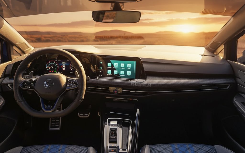 Volkswagen Golf R 2024 dashboard and infotainment – rental in Dubai