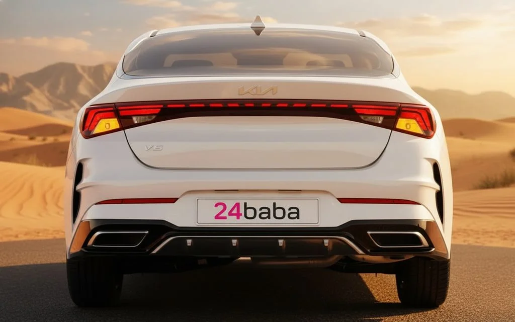 Kia K5 2023 White rear view showing taillights