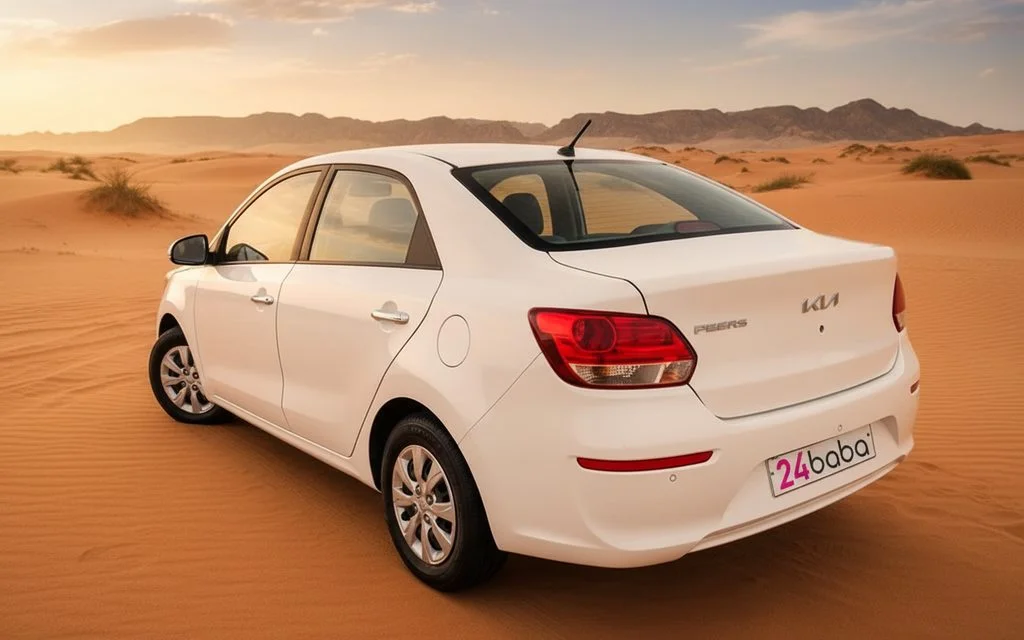 Kia Pegas 2023 White rear view showing taillights