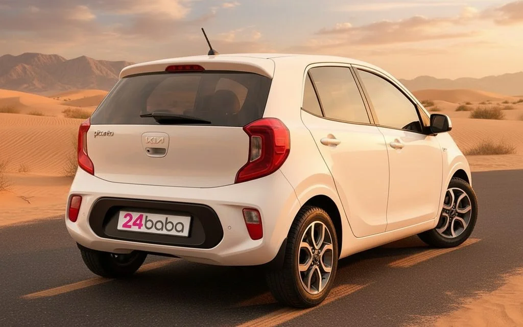 Kia Picanto 2022 White rear view showing taillights