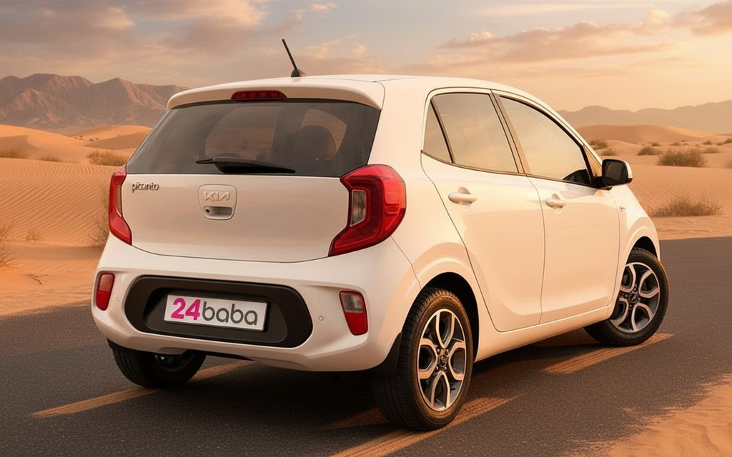 Kia Picanto 2022 White rear view showing taillights