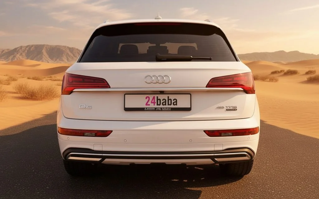 Audi Q5 2024 White rear view showing taillights