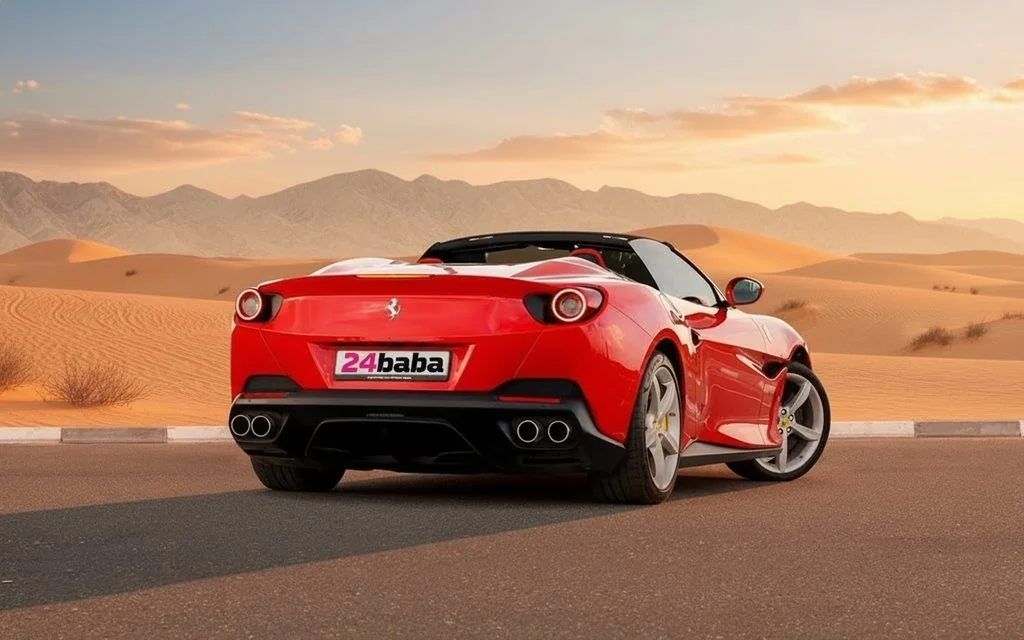 Ferrari Portofino 2020 Red rear view showing taillights – rental in Dubai