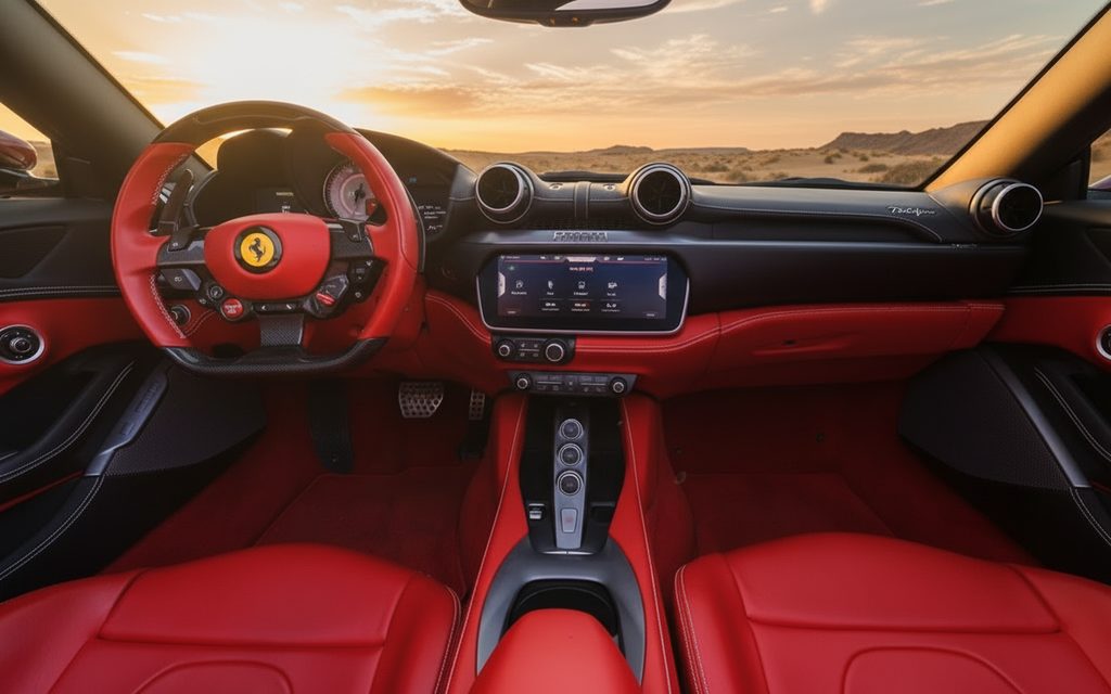 Ferrari Portofino 2020 dashboard and infotainment – rental in Dubai