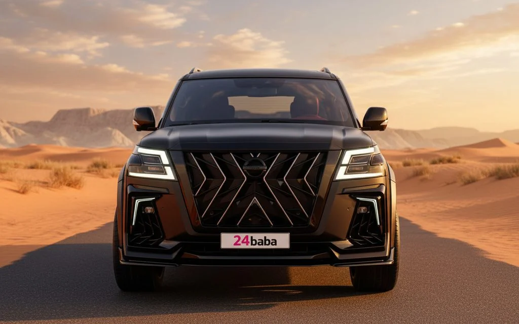 Nissan Patrol 2025 Black front view with headlights