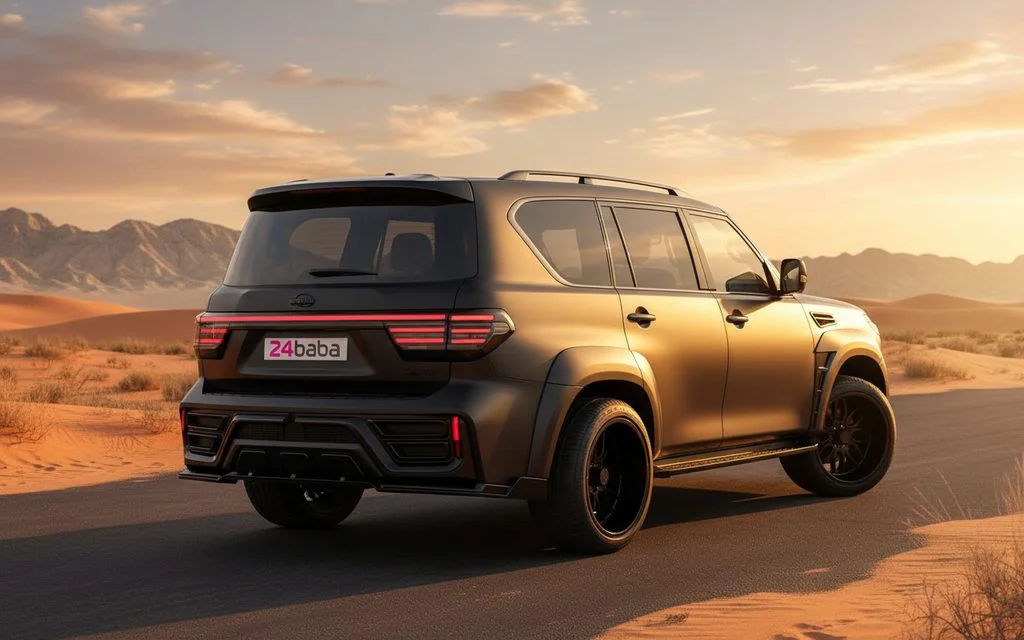 Nissan Patrol 2025 Black rear view showing taillights