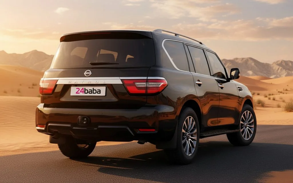 Nissan Patrol 2021 Black rear view showing taillights
