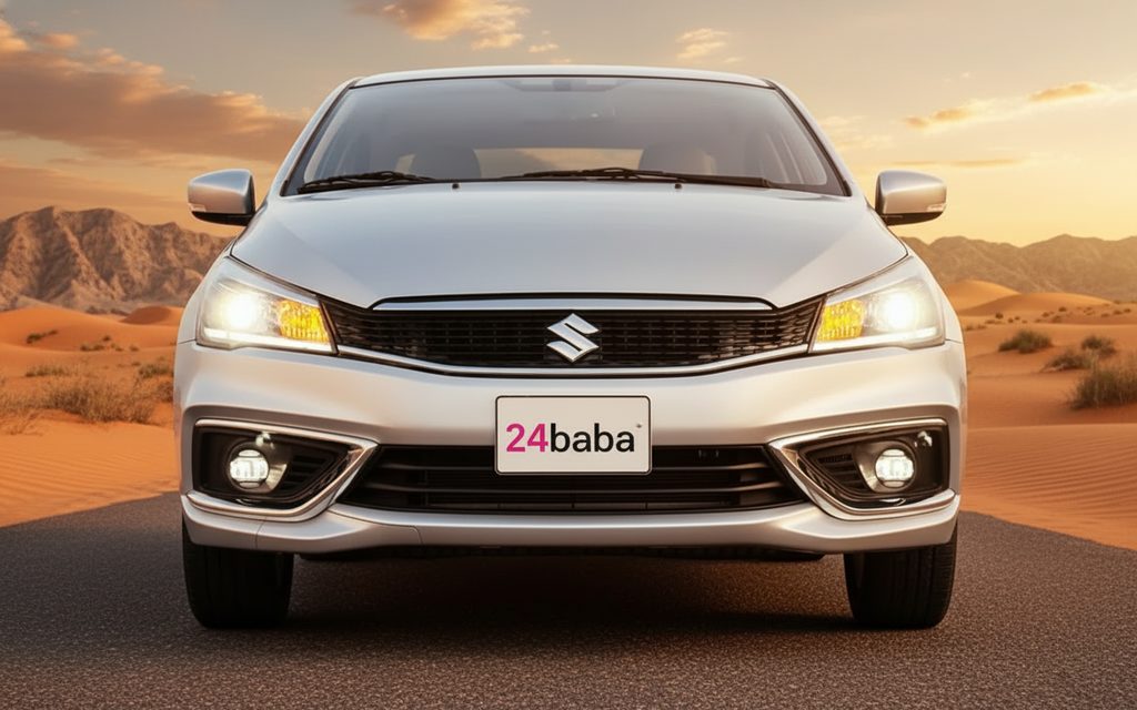 Suzuki Ciaz 2024 Silver front view with headlights