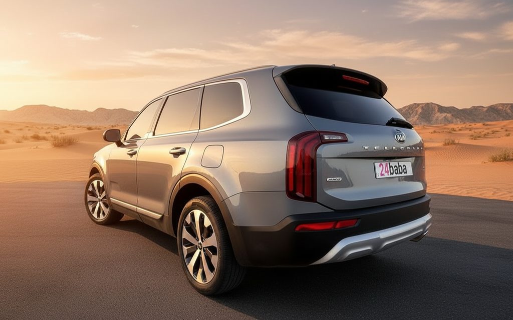 Kia Telluride 2021 Silver rear view showing taillights