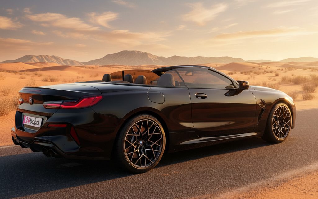 Bmw M8 2024 Black side profile – rental in Dubai