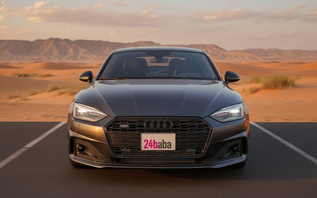 Audi A5 2020 Grey front view with headlights