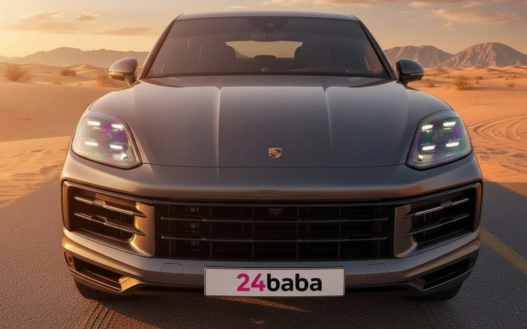 Porsche Cayenne 2025 Grey front view with headlights