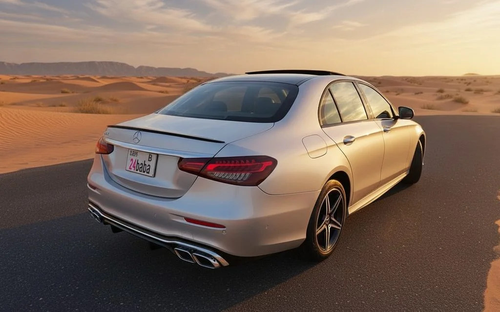 Mercedes E450 2025 Silver rear view showing taillights
