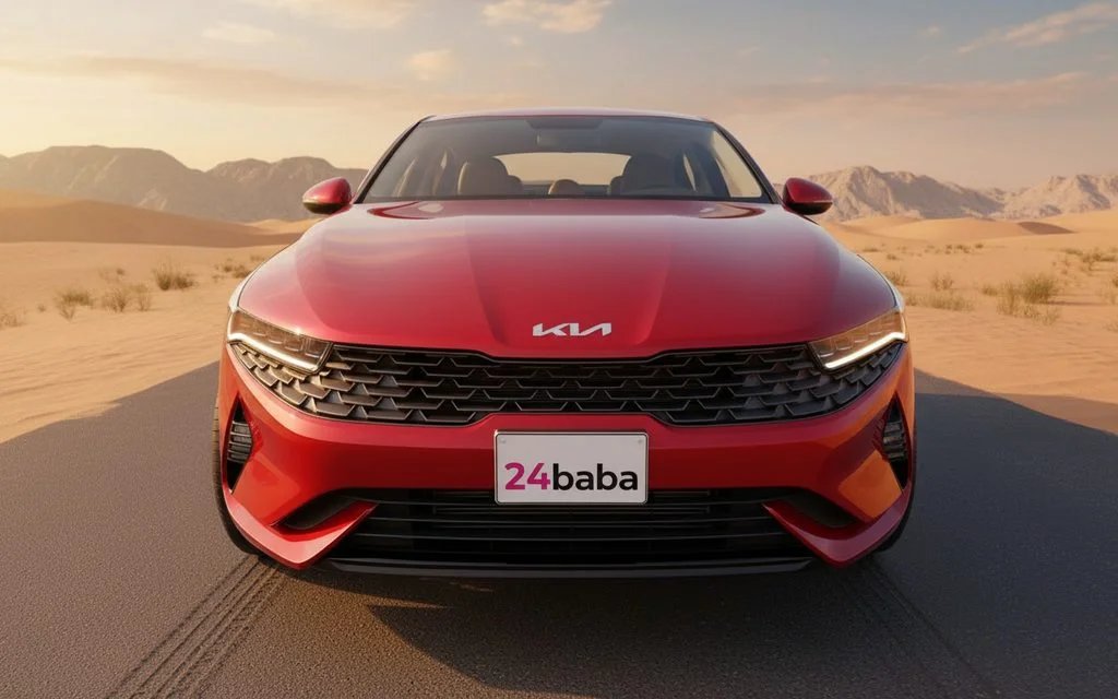 Kia K5 2023 Red front view with headlights