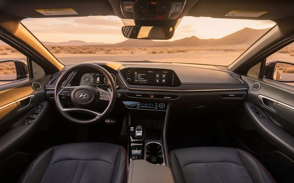 Hyundai Sonata 2022 interior view showing trim – rental in Dubai