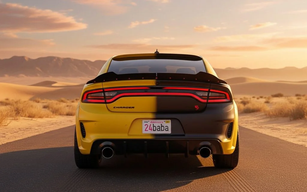 Dodge Charger 2021 Yellow rear view showing taillights