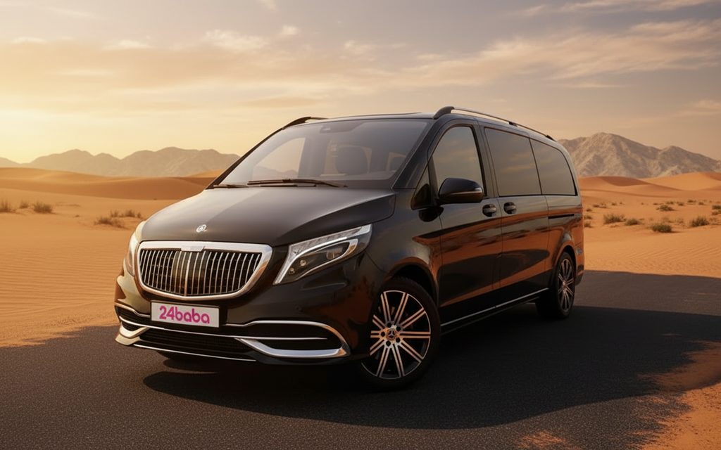 Mercedes V Class 2023 Black front view with headlights